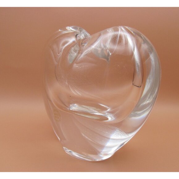 Handcrafted Crystal Heart Art Glass Bud Vase Paperweight Made in Brazil - Picture 8 of 14